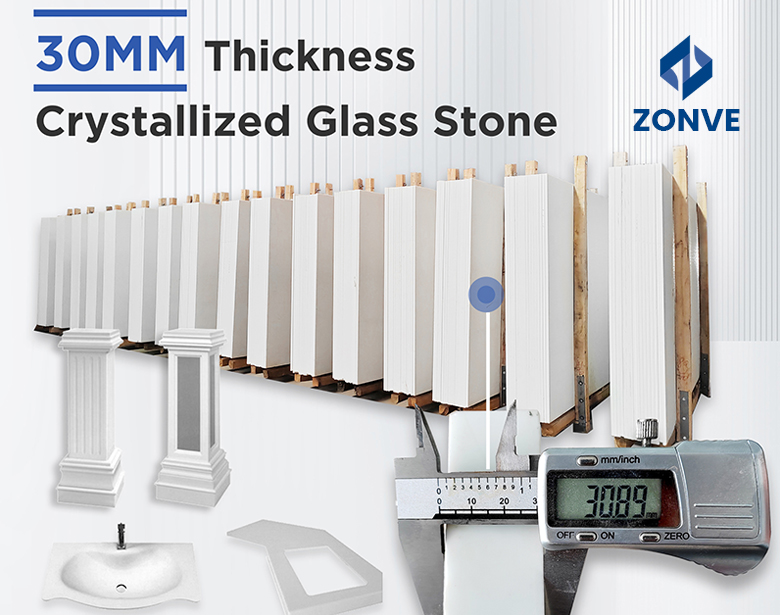 Fabricante direto: pedra nano cristalizada branca pura com 30 mm de espessura para ajudá-lo a ser pioneiro no mercado